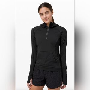 Lululemon Sleek Performance 1/2 Zip Hoodie BLACK Size 2 Blokette Sporty Chic